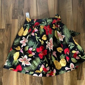 Women’s Brooks Brothers Hawaiian Floral Black Tropical Sz 12 A Line Skirt  NWT